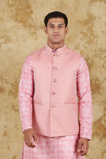 Thumbnail for Bluesaanchi Men's Jacquard Pink Waistcoat - Distacart