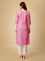 Thumbnail for Jyoti Fashion Women's Pink Cotton Blend Embroidered Kurta Pant Set - Distacart