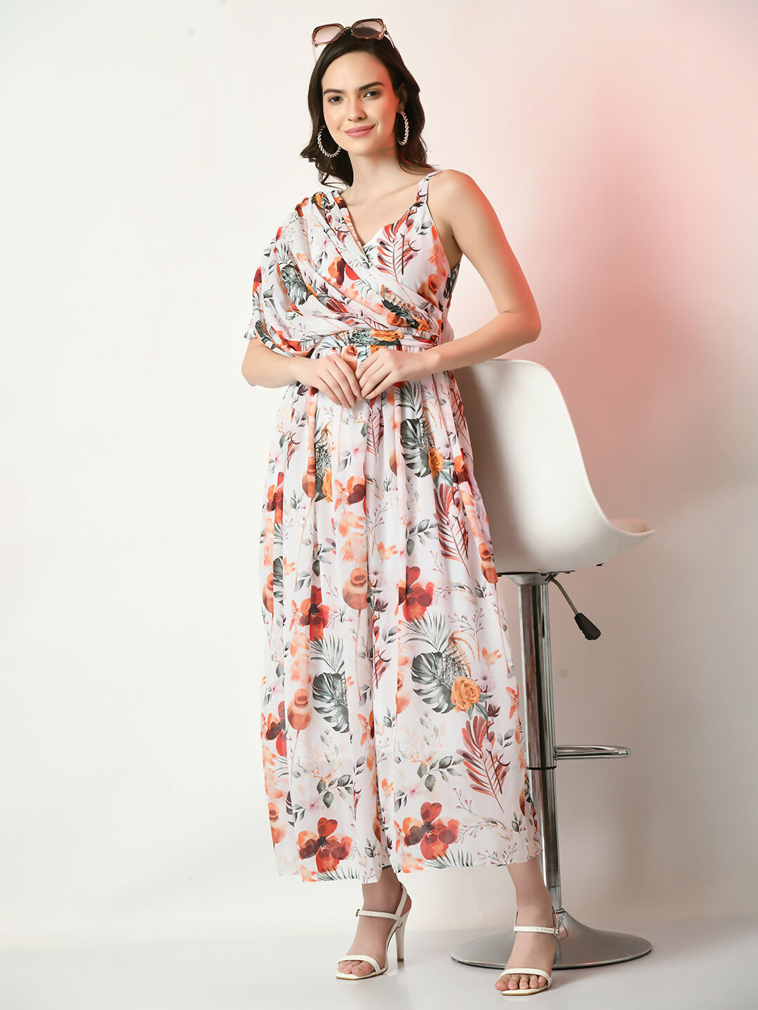 Myshka Women's White Printed Dress - Distacart