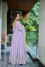 Thumbnail for Preksha Creation Luxury Anarkali Faux Sequins Zari Embroidery With Dupatta And Pant