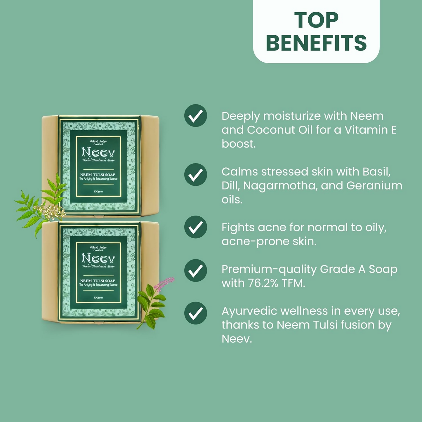 Neev Herbal Handmade Soap Neem Tulsi Handmade Soap - Distacart