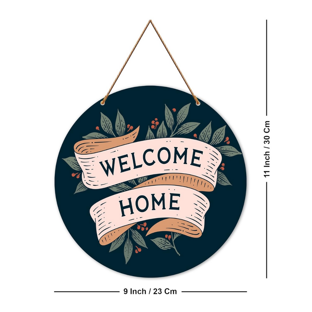 Artvibes Welcome Home Round Wood Design Artworks Hangings Ornaments - Dista