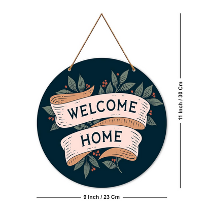 Artvibes Welcome Home Round Wood Design Artworks Hangings Ornaments - Dista