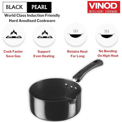 Vinod Black Pearl Hard Anodised Saucepan - Dista