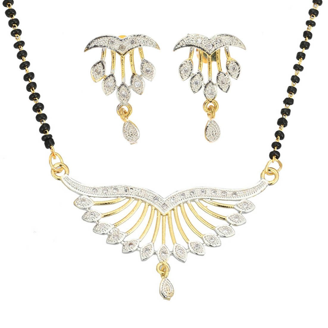 AanyaCentric Gold-plated Mangalsutra Pendant Earring Set & Silver Plated Anklet - Distacart