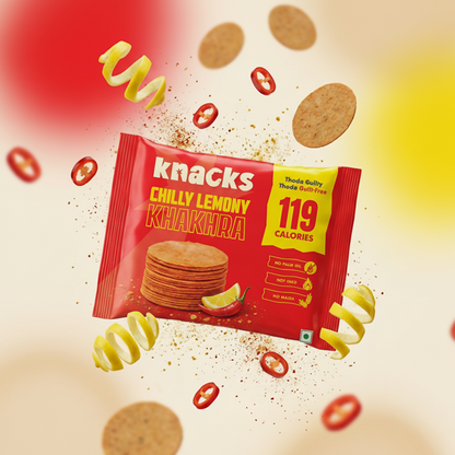 Knacks Coin Khakhra Crisps - Chilly Lemony Flavour - Dista