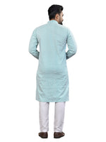 Thumbnail for Anaita Light_Blue Lucknowi Work Silk Straight Kurta - Distacart