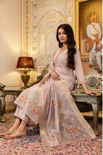 Thumbnail for The52 Lavender Women's Beautiful Viscose Shimmer Fabric Embroidered Work Straight Kurta Pant and Dupatta Set - Distacart