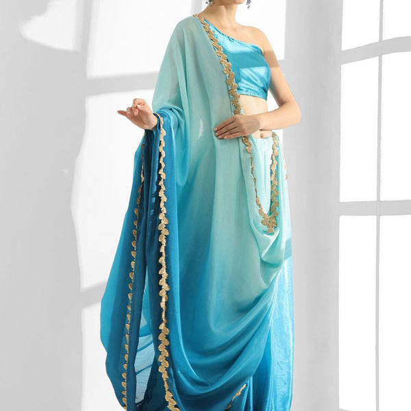 Mitera Women Satin Ombre Saree - Distacart