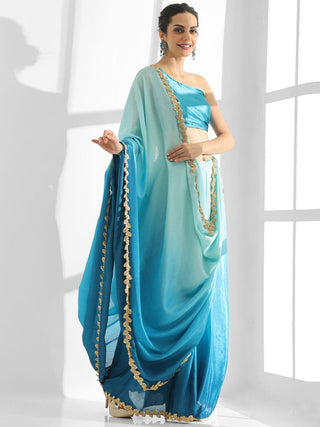 Mitera Women Satin Ombre Saree - Distacart