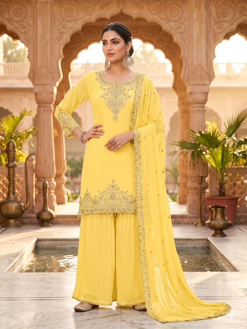Teeya Creation Womens New Georgette Silk With Heavy Embroiedery With Sequence Work Kurta Set - Dista