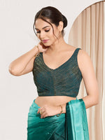 Thumbnail for Joban Fashion Fire Blue Tissue Padded Blouse With Sweetheart Neck Sleeveless - Distacart
