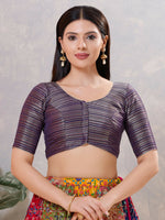 Thumbnail for Joban Fashion Women Silk Brinjal Stitched Blouse - Distacart