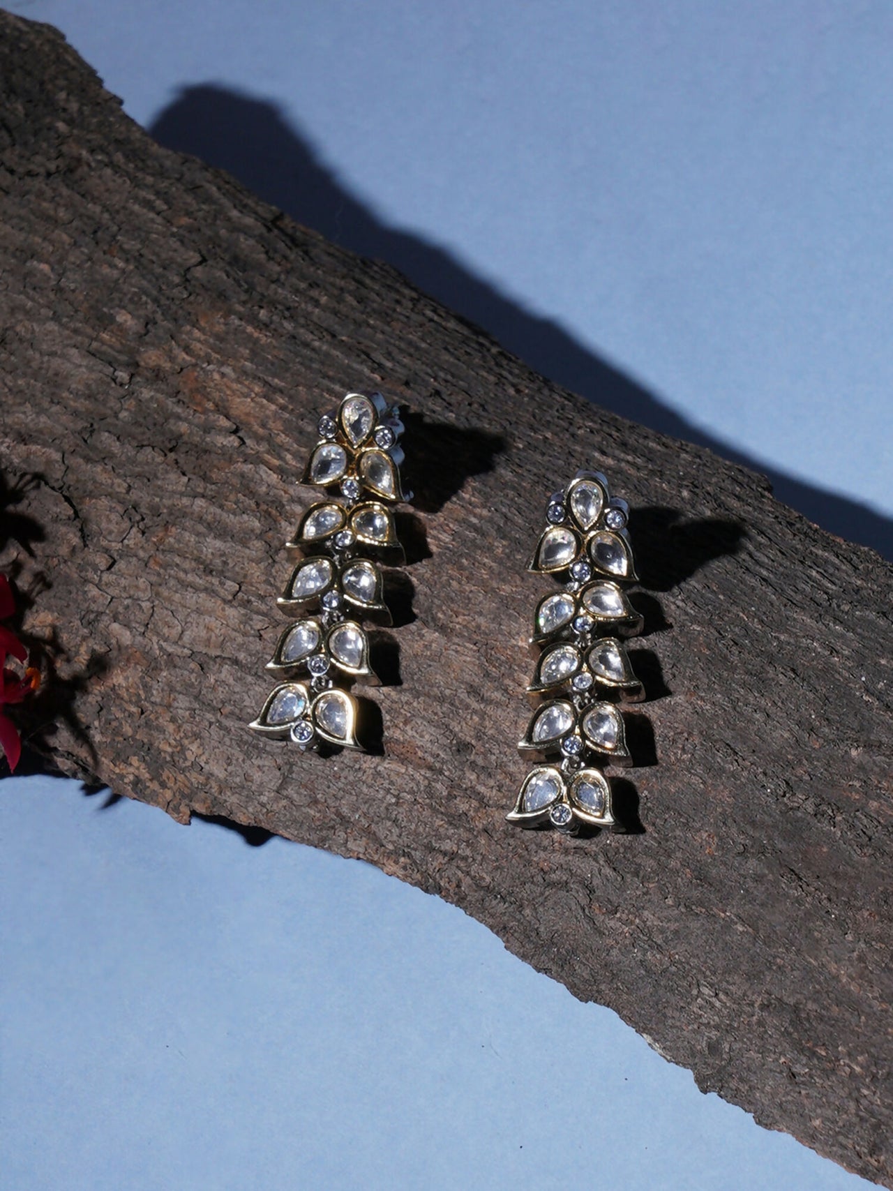 Long Kundan Earrings (silver) - Ruby Raang - Distacart