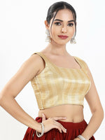 Thumbnail for Joban Fashion Gold Multi Brocade Padded Blouse With Square Neck Sleeveless