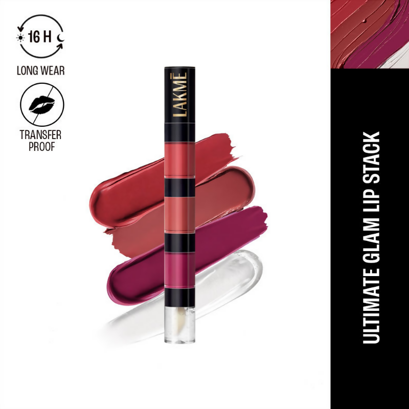 Lakme Ultimate Glam 4 In 1 Lip Stack - Pink Vibe Only - Distacart