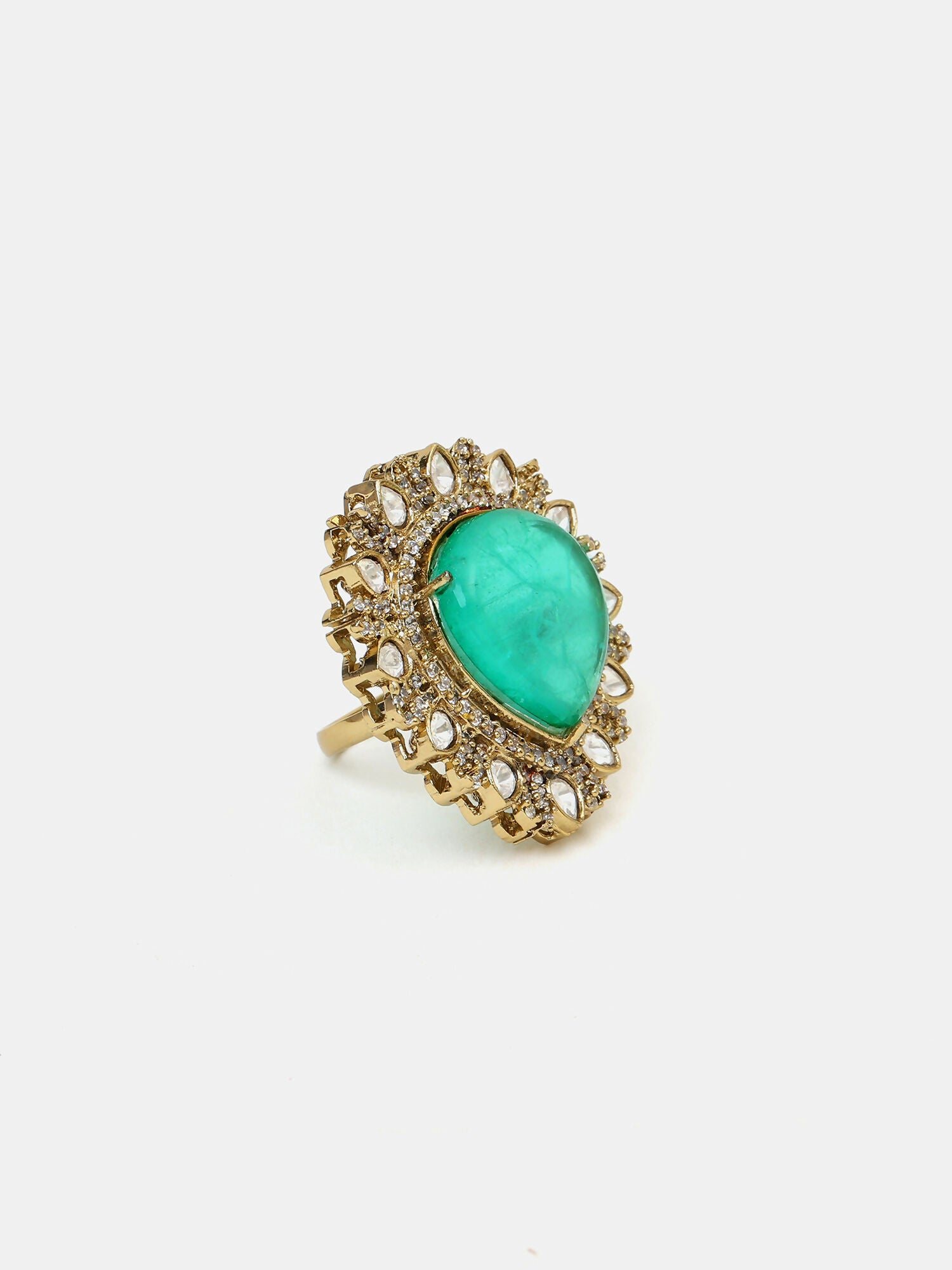 Ruby Raang Teardrop Green Stone Ring - Distacart