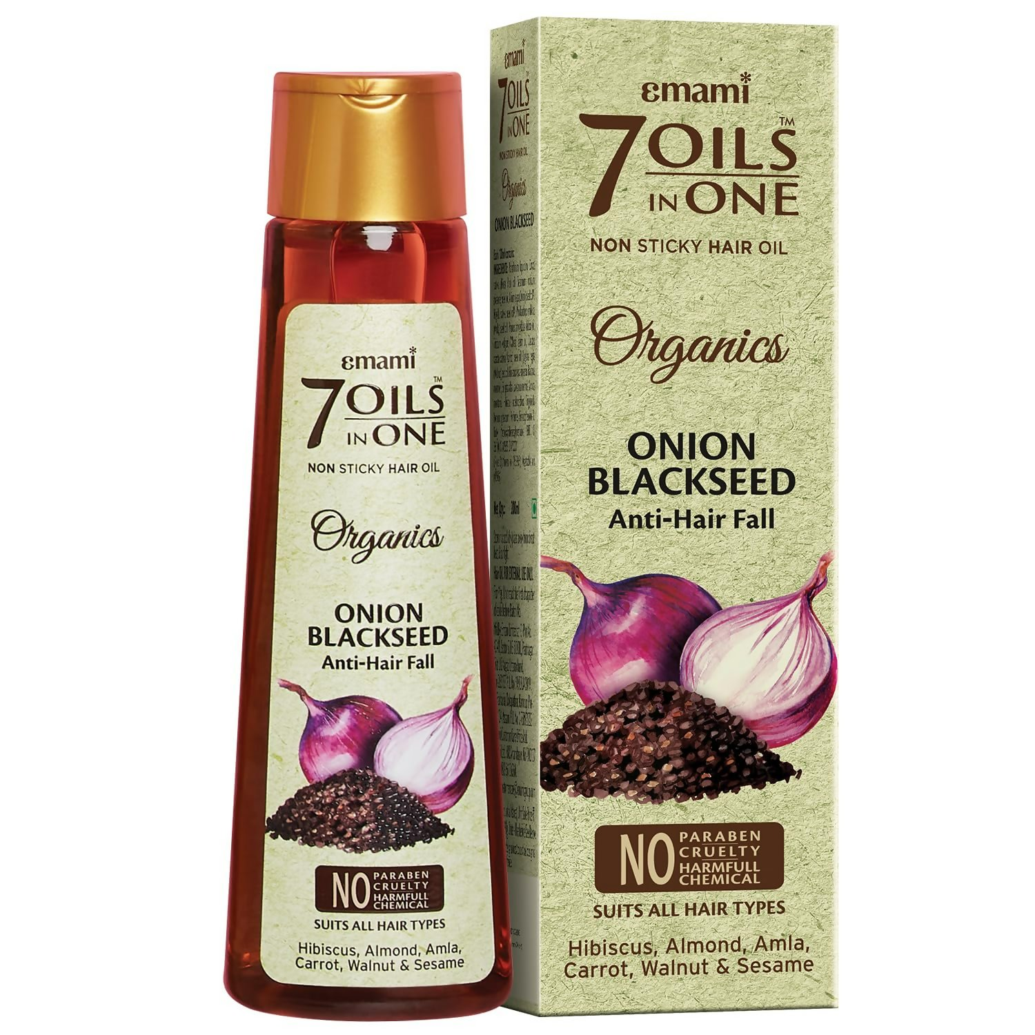 Emami 7 Oils In One Organics Onion Blackseed Hair Oil - Distacart