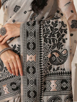 Thumbnail for Astita Linen Cotton Black & Cream Saree