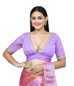 Thumbnail for Joban Fashion Women's Purple Embroidered Stitched Blouse