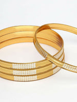 Thumbnail for NVR Women Set of 4 Gold Plated CZ Toned Bangle - Distacart