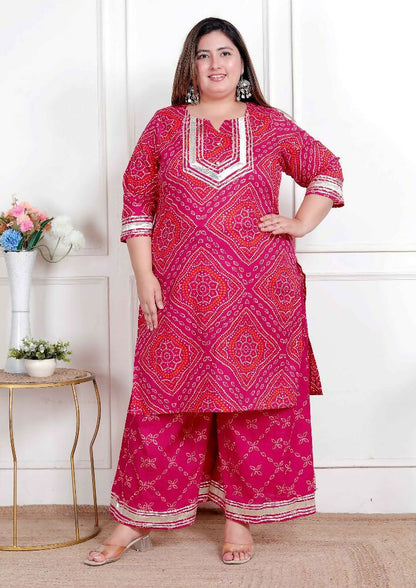 Miravan Plus Size Women'S Embellished Ethnic Cotton Kurta With Palazzo - Distacart