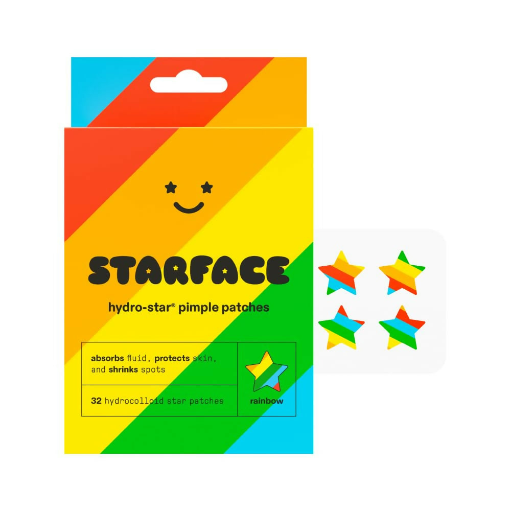 Starface Rainbow Stars, Hydrocolloid Pimple Patches, Absorb Fluid and Reduce Inflammation, Cute Star Shape, Vegan and Cruelty-Free Skincare - Distacart