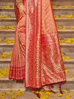 Thumbnail for Astita Banarasi Silk Peach Saree