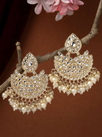 Thumbnail for NVR Women Gold-Plated Kundan Chandbali Earrings - Distacart