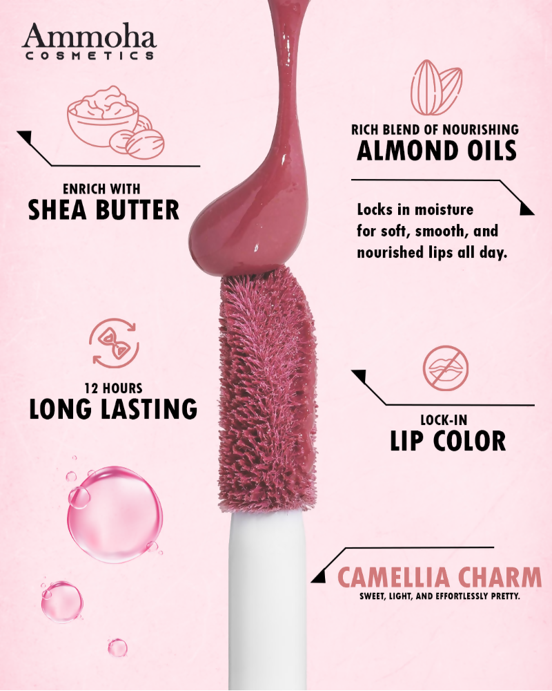 Ammoha Cosmetics Long-Lasting, Matte-Finished Camellia Charm Color Liquid Lipstick - Distacart