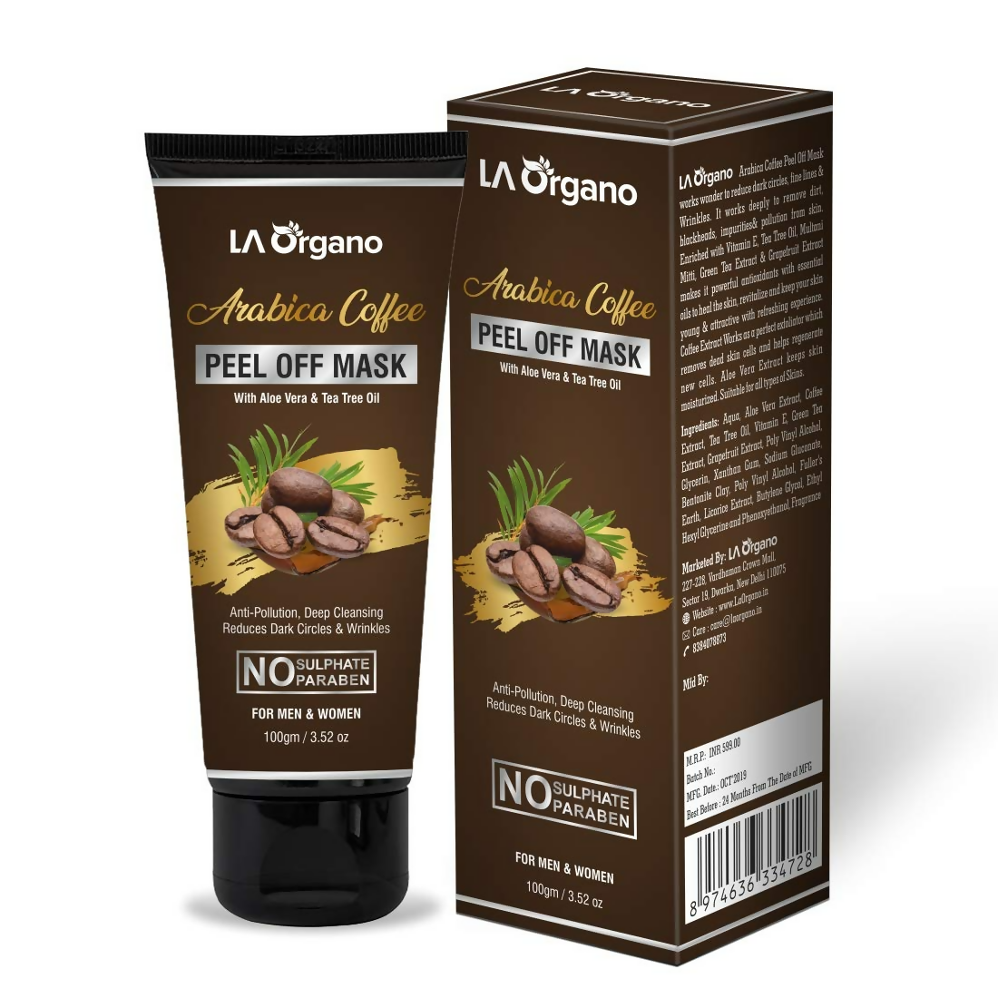 LA Organo Arabica Coffee Peel Off Mask - Distacart
