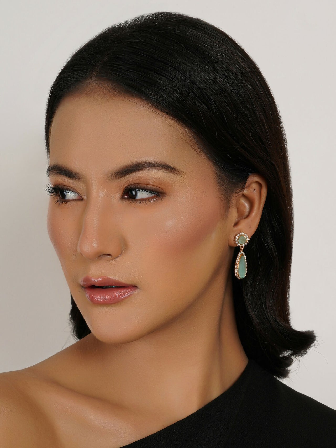 Long kundan earring (Mint green ) - Ruby Raang - Distacart