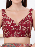 Thumbnail for Joban Fashion Maroon Mulberry Silk Sleeveless Back Open Blouse