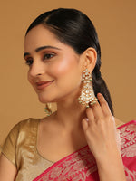 Thumbnail for Nuyug 22K Gold Plated Chandbali Stone Drop Kundan Earrings
