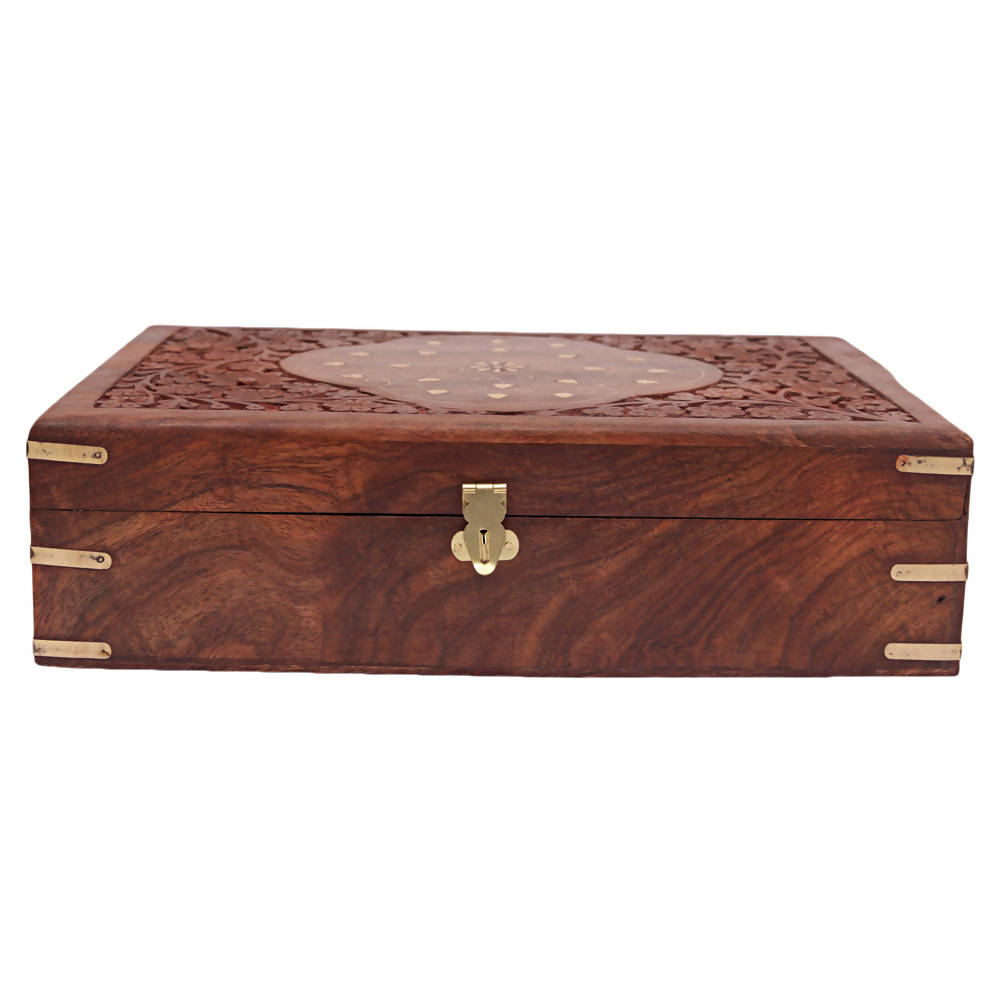 Nizalia Carved Motif Of Flora Handmade Jewellery Box