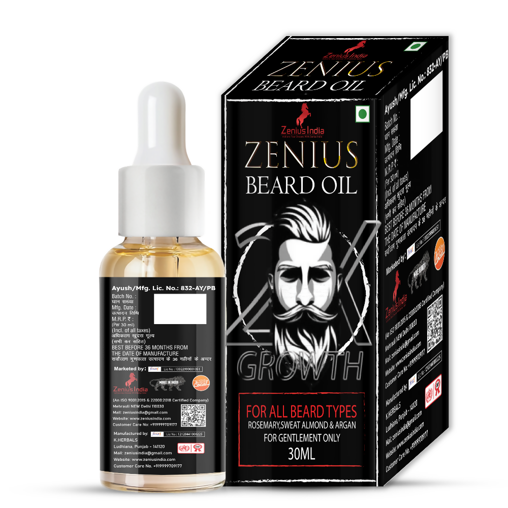 Zenius Beard Oil for Patchy Beard and Hair Growth - Dista