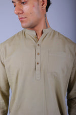 Thumbnail for Bluebird Men's Short Kurta in Khaki - 100% Pure Cotton