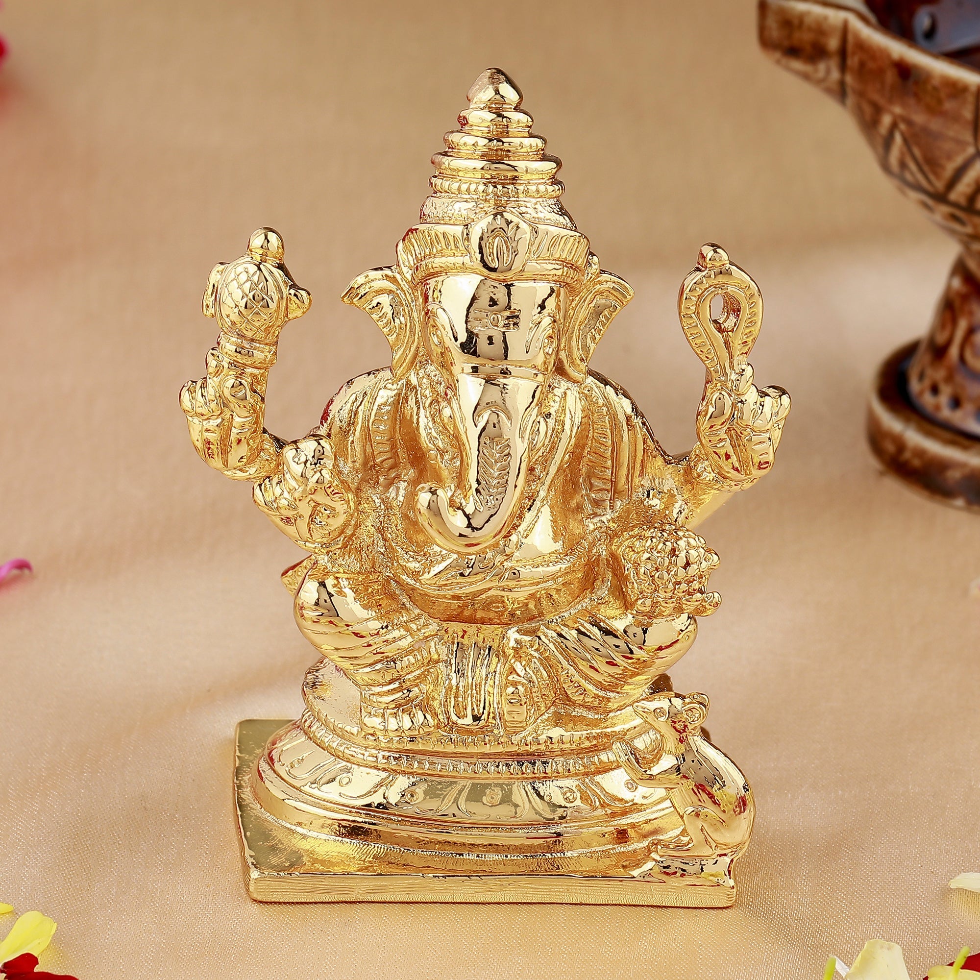 Estele Gold-Polished Spiritual Lord Ganesha Idol for Gifts & HouseWarming/Home/Office Decors - Distacart