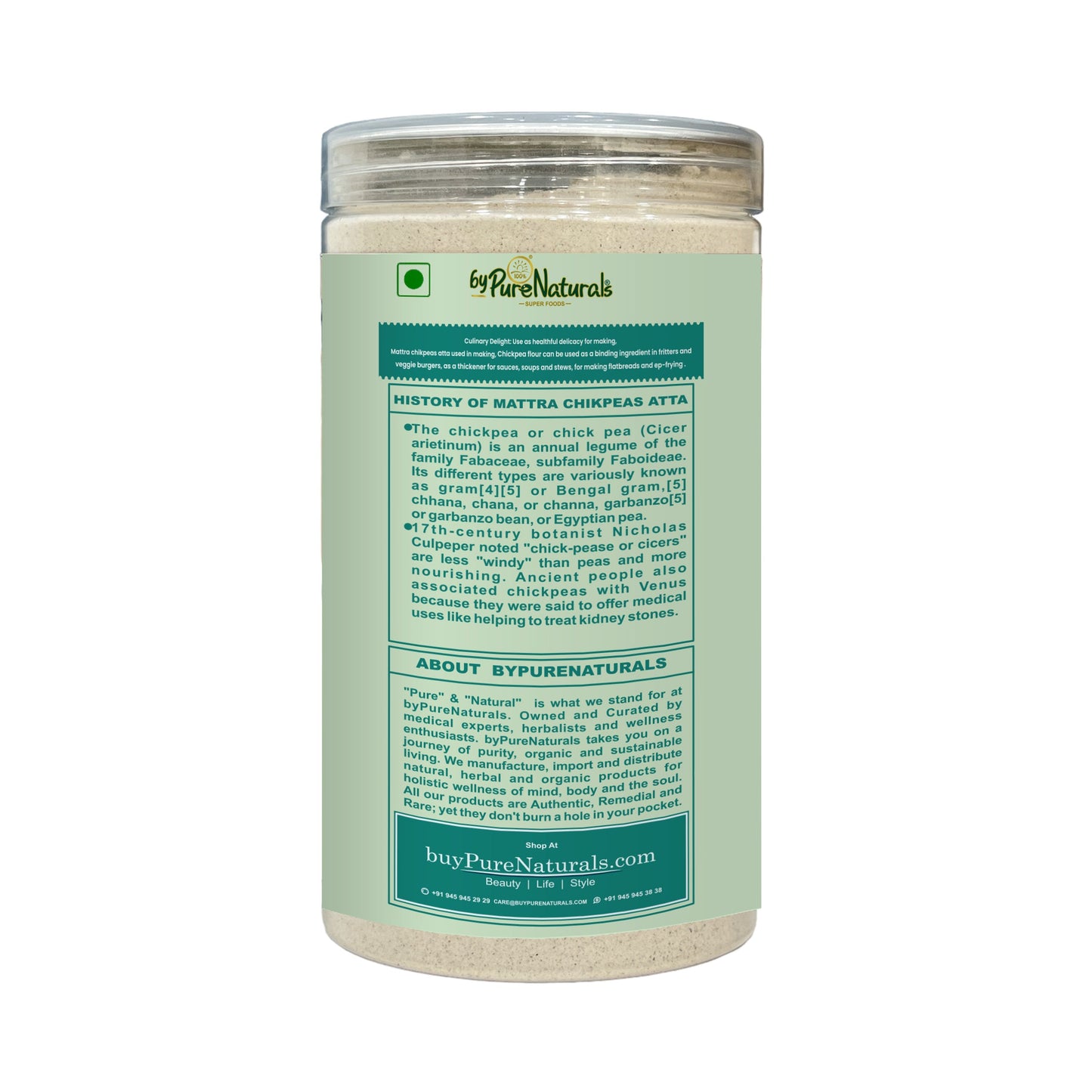 byPureNaturals Mattra Chikpeas Atta (Garbanzo Bean Flour) - Dista