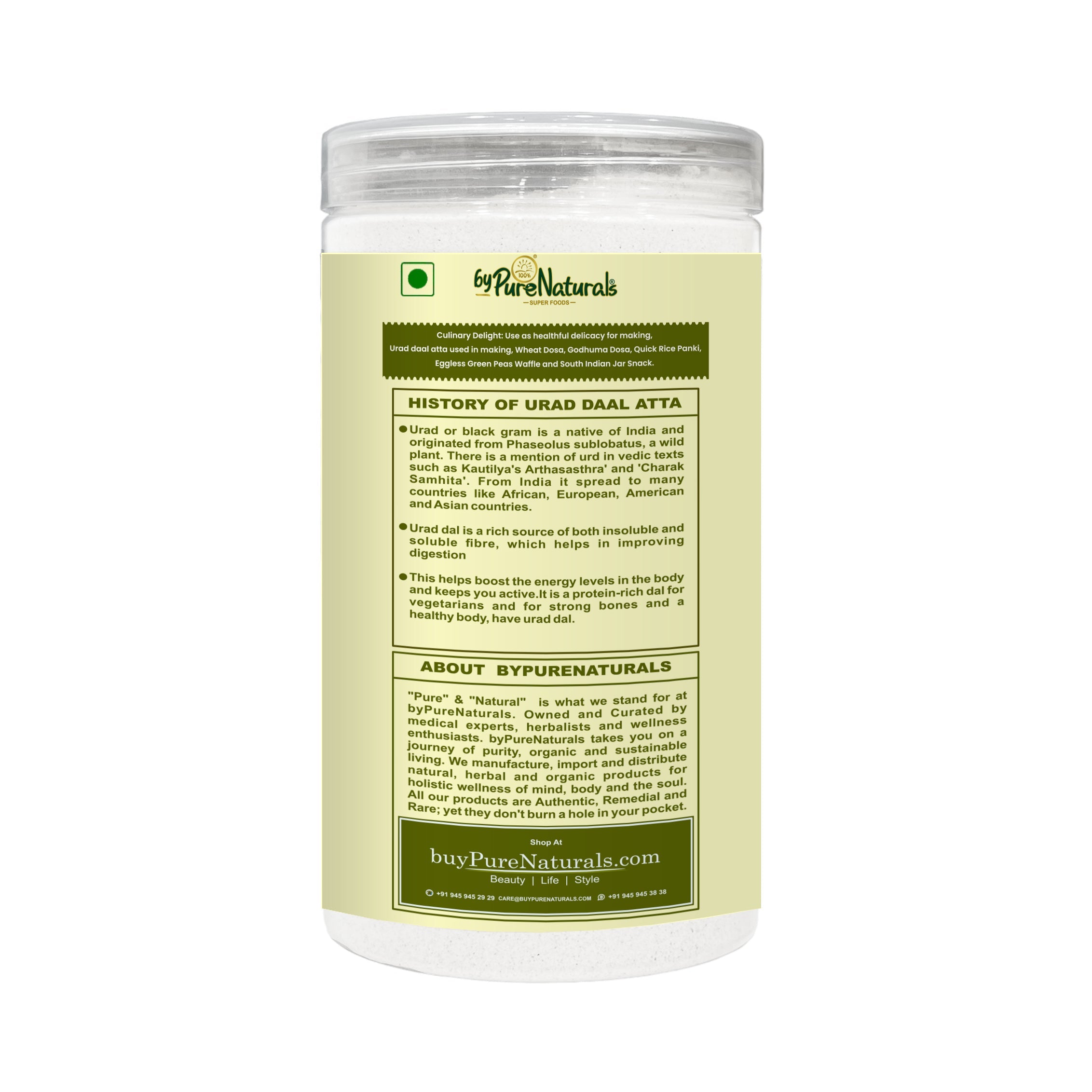 byPureNaturals Urad Daal Atta (Black Lentils Flour) - Dista
