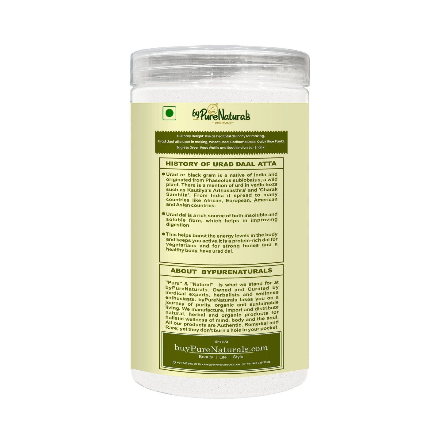 byPureNaturals Urad Daal Atta (Black Lentils Flour) - Dista