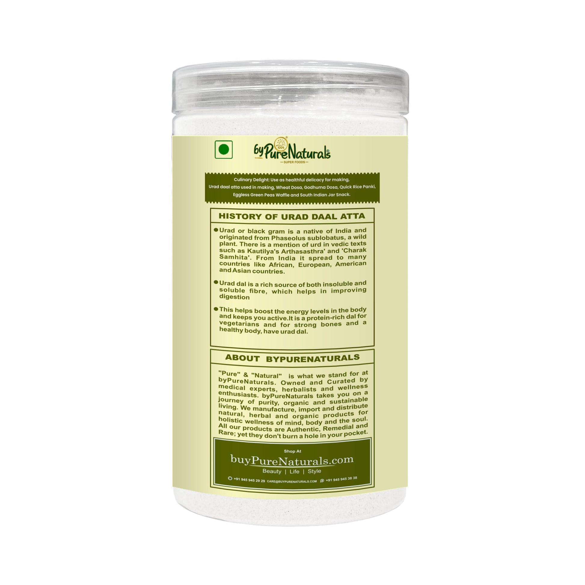 byPureNaturals Urad Daal Atta (Black Lentils Flour) - Dista