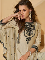 Thumbnail for Evanik Off White Chiffon with Embroidery Sequence, Thread Work Palazzo Set