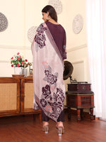 Thumbnail for Varanga Women Pure Purple Floral Printed Kurta Set And Dupatta - Distacart