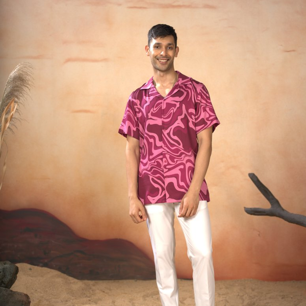 Abstract Marble Print Cotton Shirt by Hilo Design - Distacart