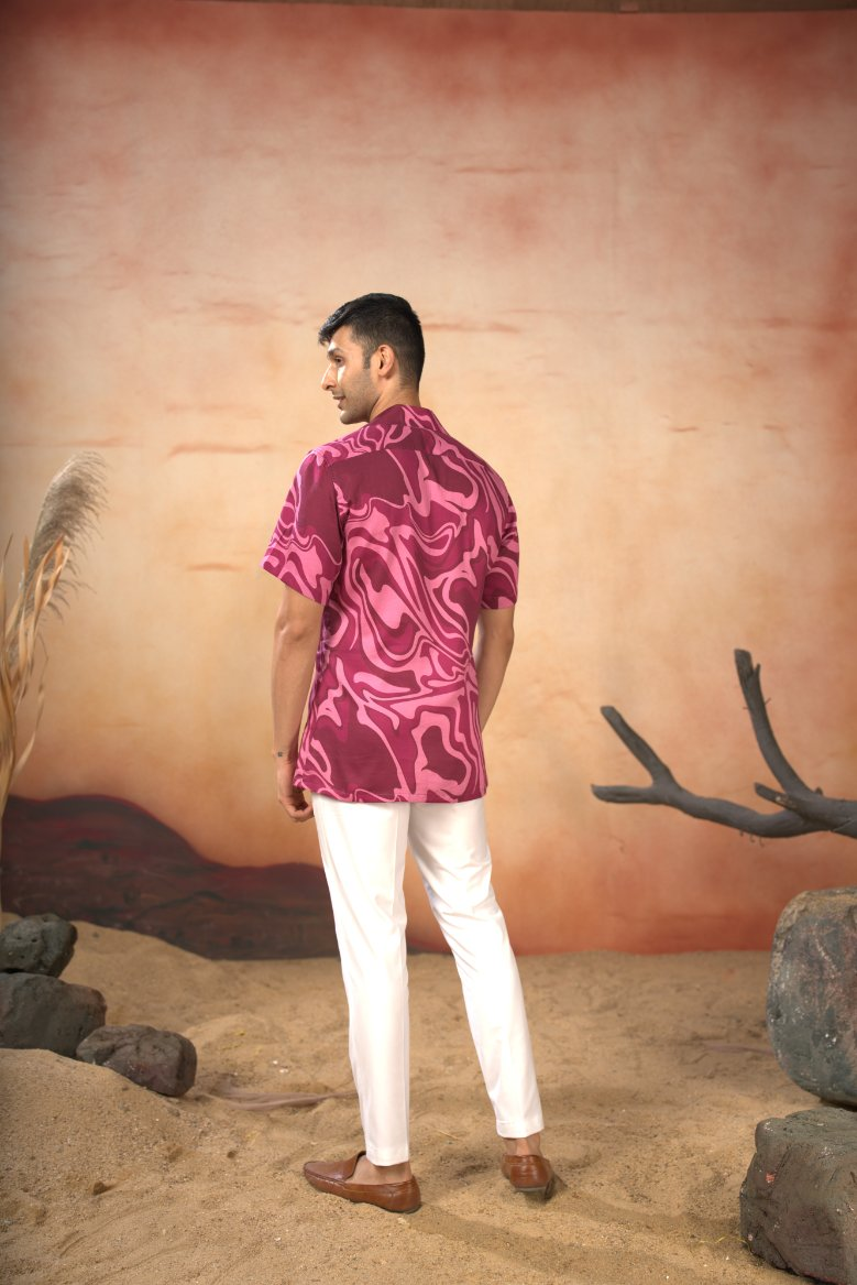 Abstract Marble Print Cotton Shirt by Hilo Design - Distacart