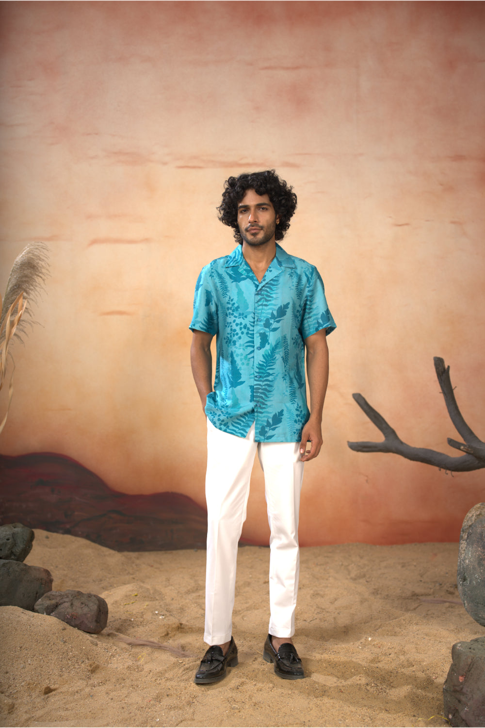 Breezy Leaves Print Cotton Shirt by Hilo Design - Distacart