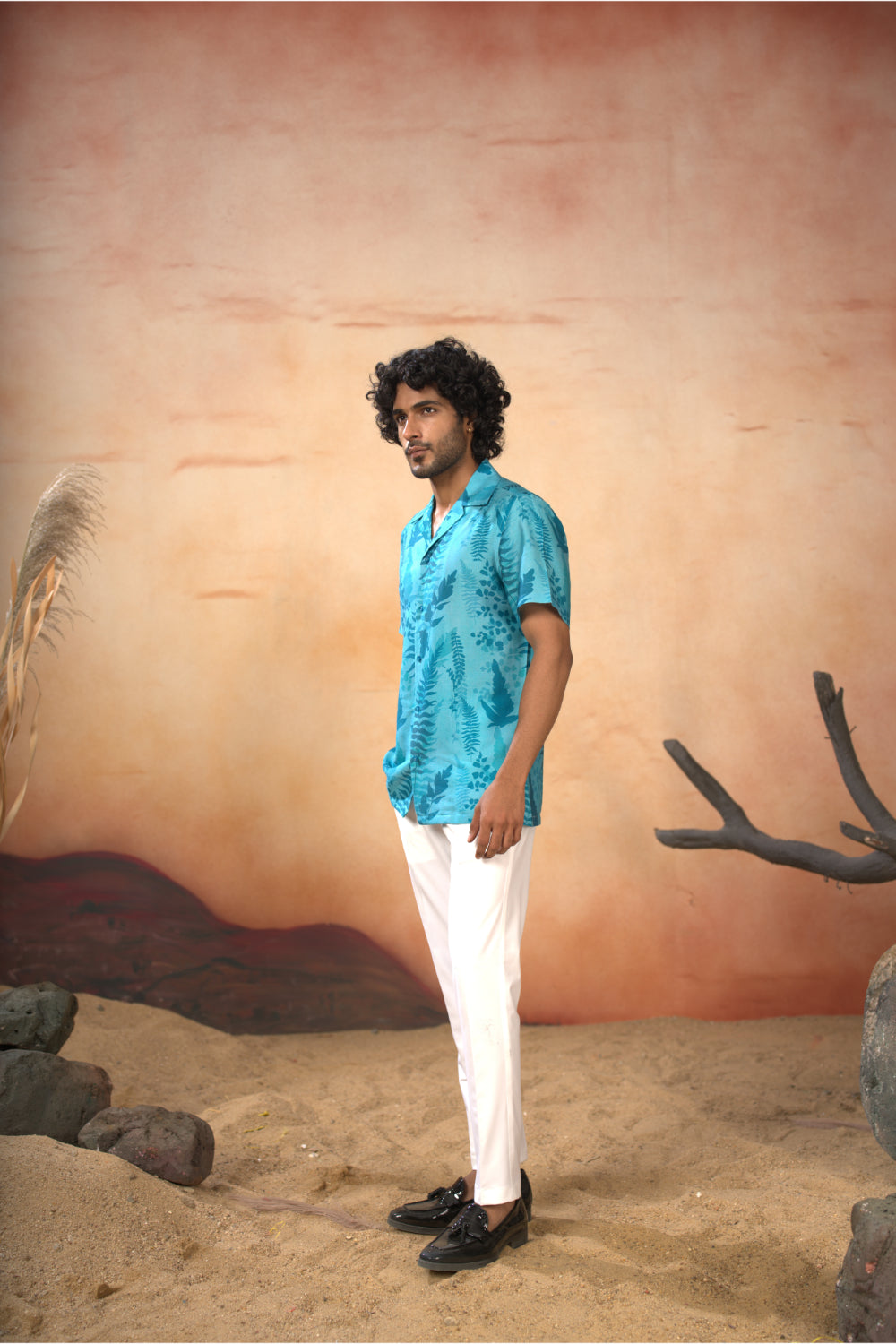 Breezy Leaves Print Cotton Shirt by Hilo Design - Distacart