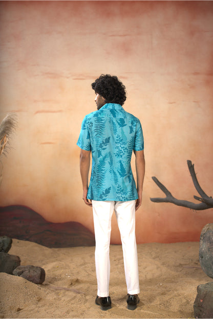 Breezy Leaves Print Cotton Shirt by Hilo Design - Distacart