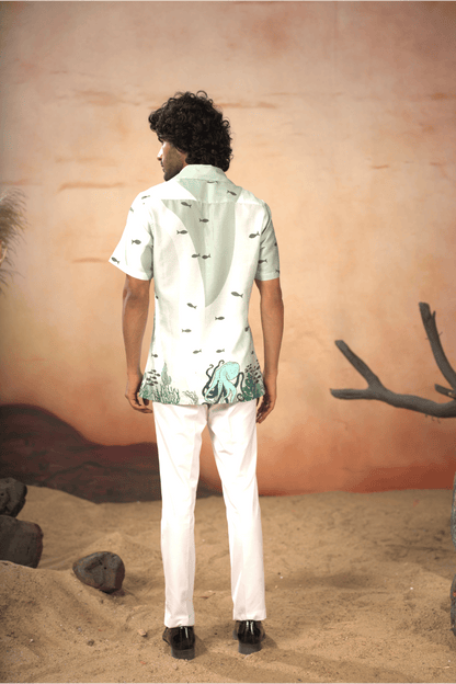 Seabed Serenity Cotton Satin Shirt by Hilo Design - Distacart